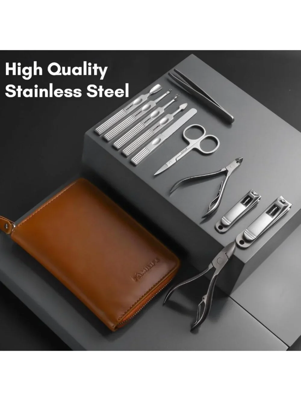 11-in-1 Professional Manicure & Pedicure Set, Stainless Steel Nail Clippers Kit